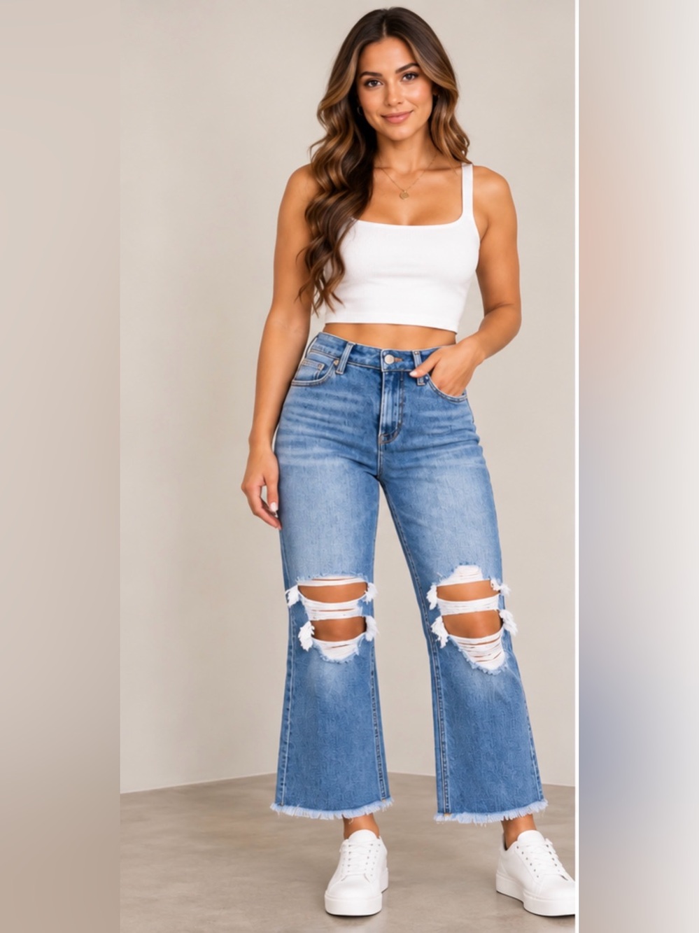 💙 RISEN Distressed Cropped Flare Jeans – NWT 5/27 Inseam 27